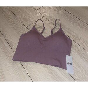 Jenni Womens V-Neck Longline Bra Crop Top Ribbed Lined S Small Purple New Nwt